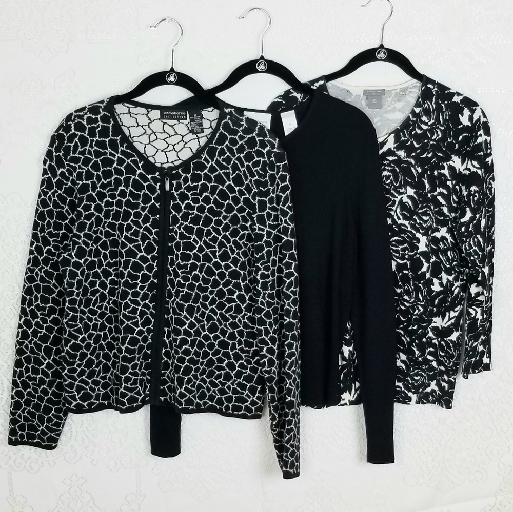 Set Of 3 Cute Cardigan Sweaters Size Medium Black